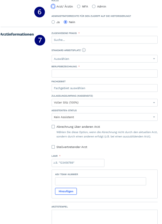 Arzt oder Ärztin hinzufügen – Arztinformationen